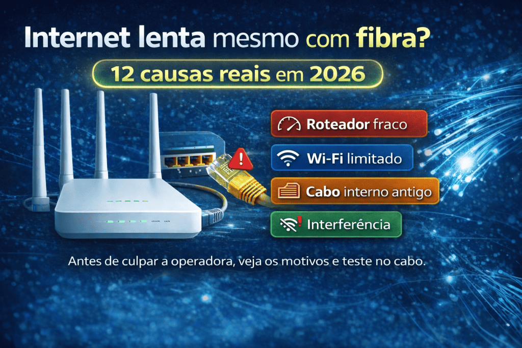 internet lenta mesmo com fibra causas reais em 2026